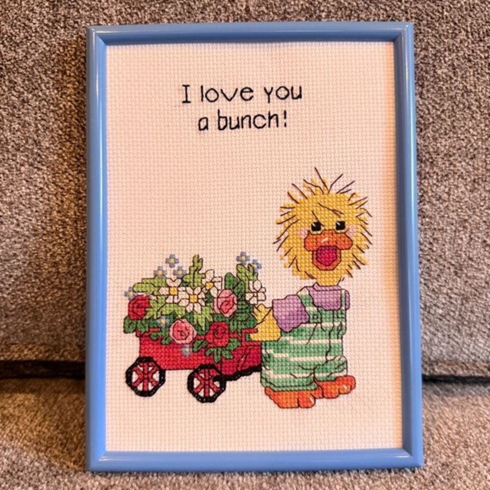 Vintage completed cross-stitch from Suzy’s Zoo